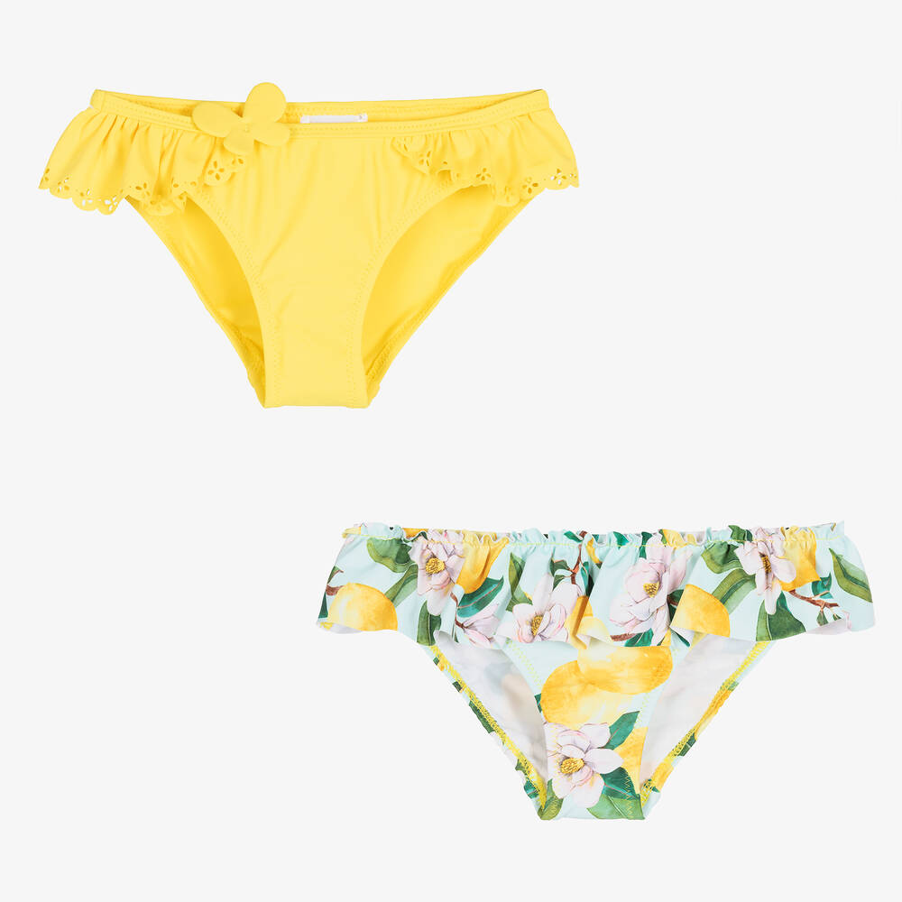 Mayoral - Girls Yellow & Blue Bikini Bottoms (2 Pack) | Childrensalon