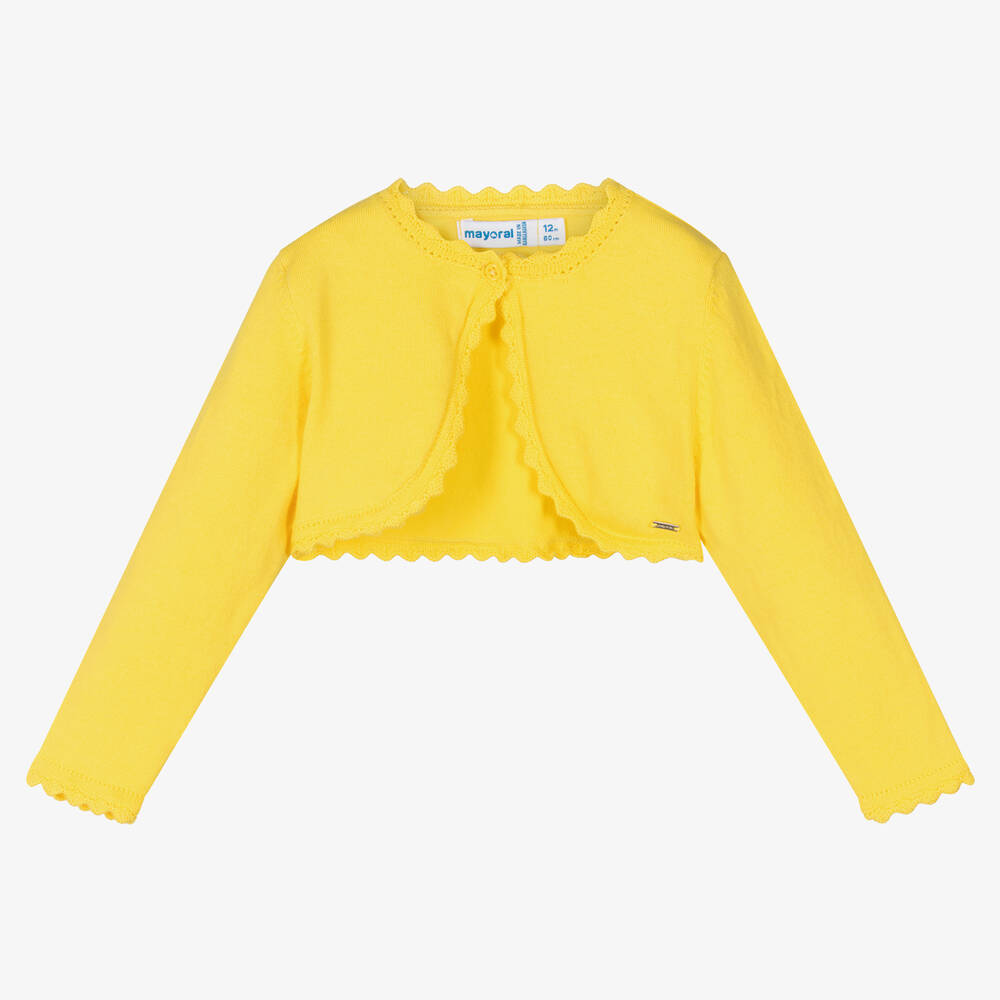 Mayoral - Girls Yellow Bolero Cardigan | Childrensalon