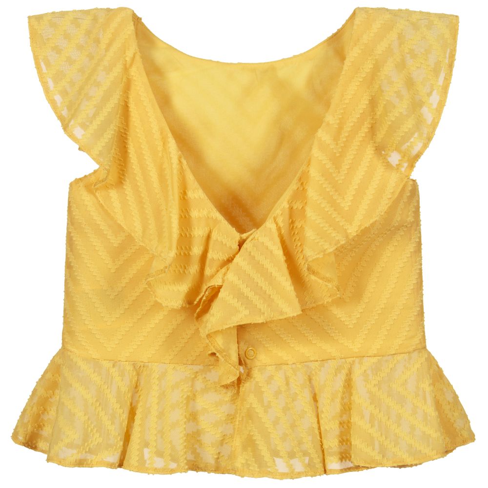 Mayoral-Girls Yellow Chiffon Blouse | Childrensalon Outlet