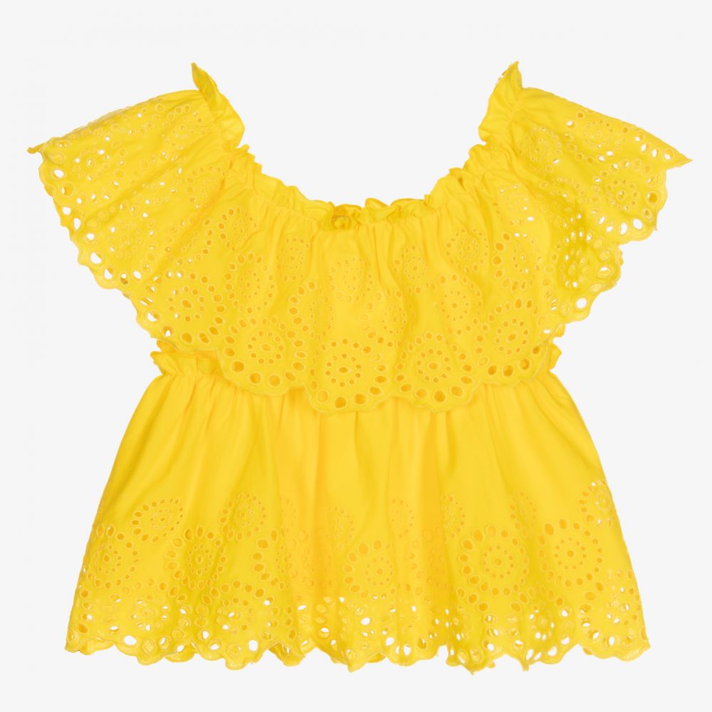 Mayoral - Girls Yellow Cotton Blouse | Childrensalon