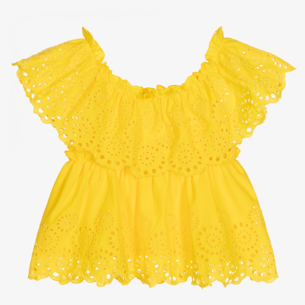 Mayoral - Corsage jaune en coton Fille | Childrensalon