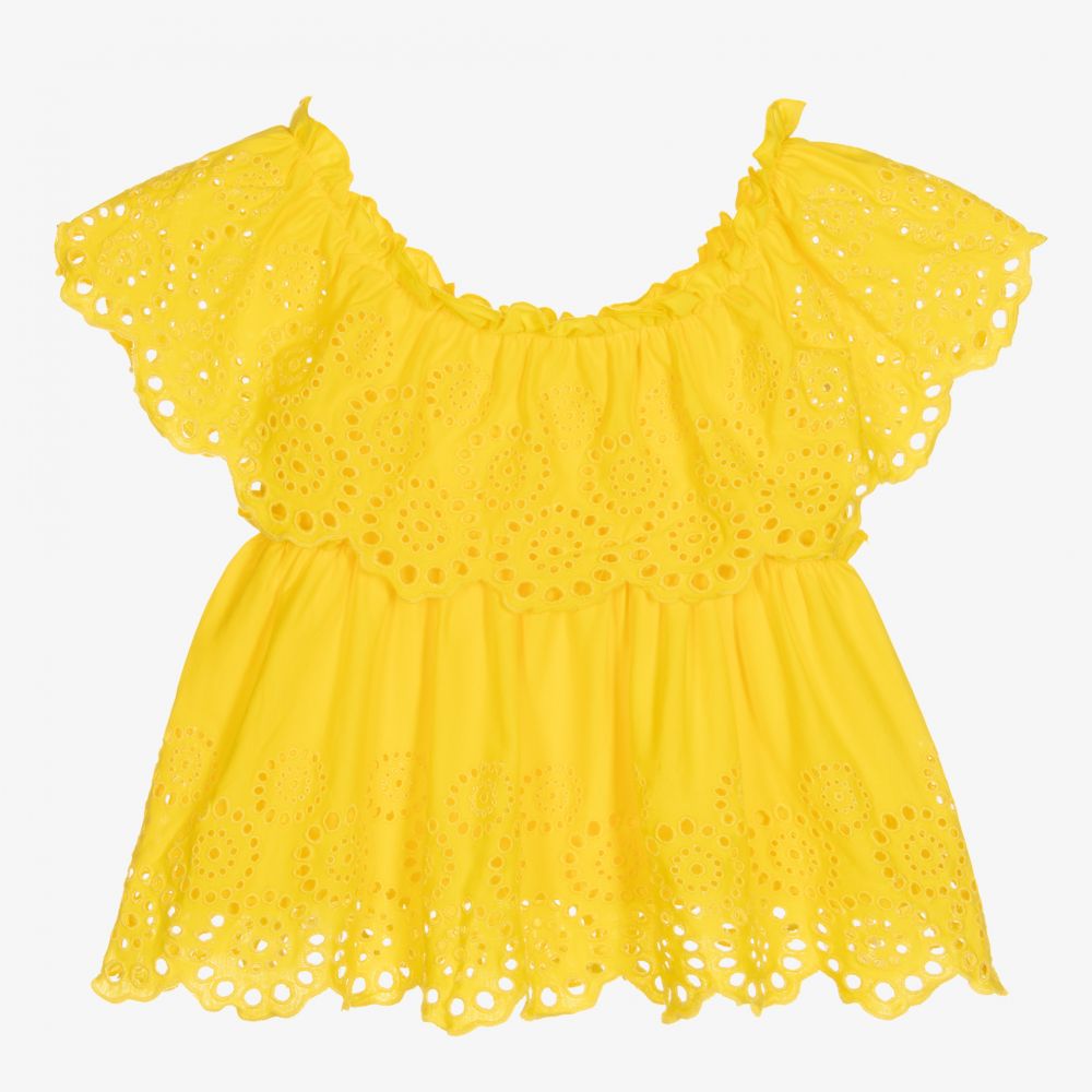 Mayoral-Желтая хлопковая блузка для девочек | Childrensalon Outlet
