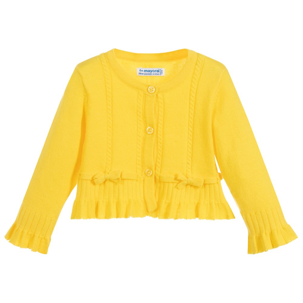 Mayoral - Girls Yellow Cotton Cardigan  | Childrensalon