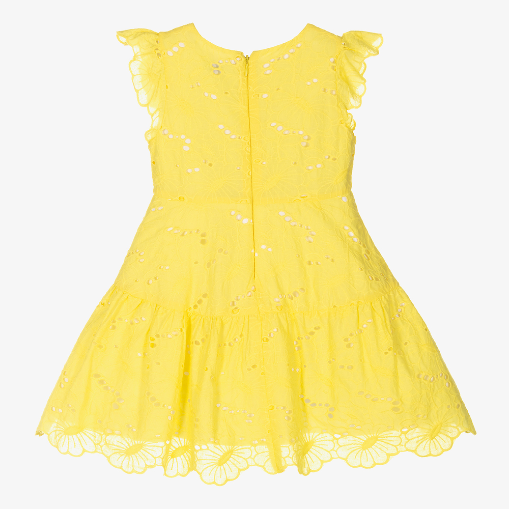 Mayoral Girls Yellow Cotton Dress Childrensalon Outlet