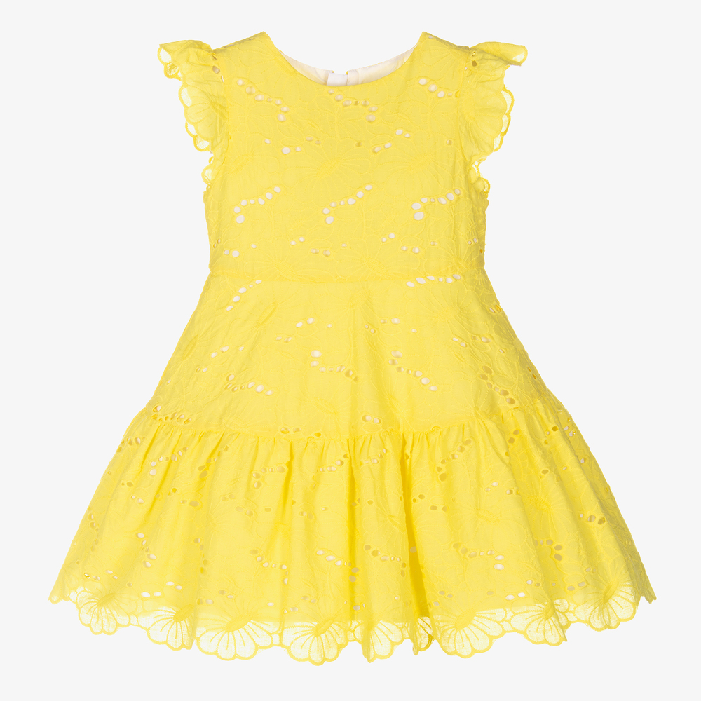 Mayoral - Girls Yellow Cotton Dress | Childrensalon