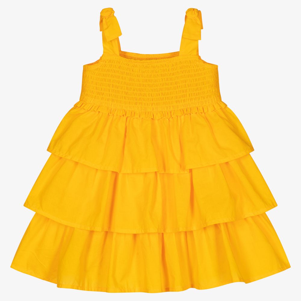 Mayoral - Желтое хлопковое платье для девочек | Childrensalon