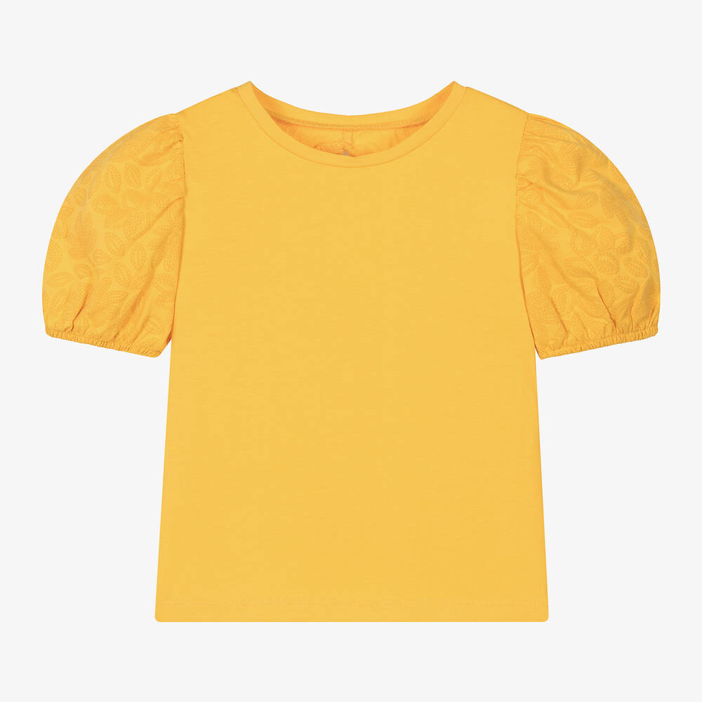 Mayoral-Girls Yellow Cotton Floral T-Shirt | Childrensalon Outlet