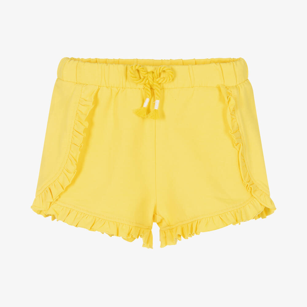 Mayoral-Girls Yellow Cotton Jersey Shorts | Childrensalon Outlet