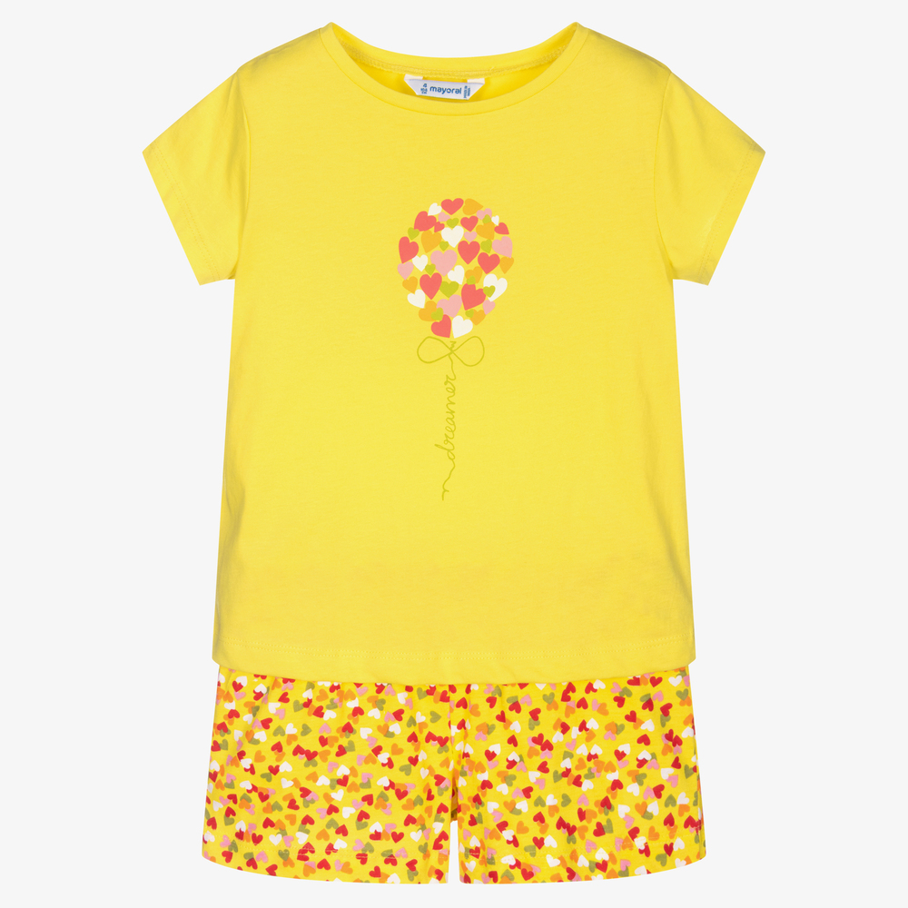 Mayoral - Girls Yellow Cotton Pyjamas | Childrensalon