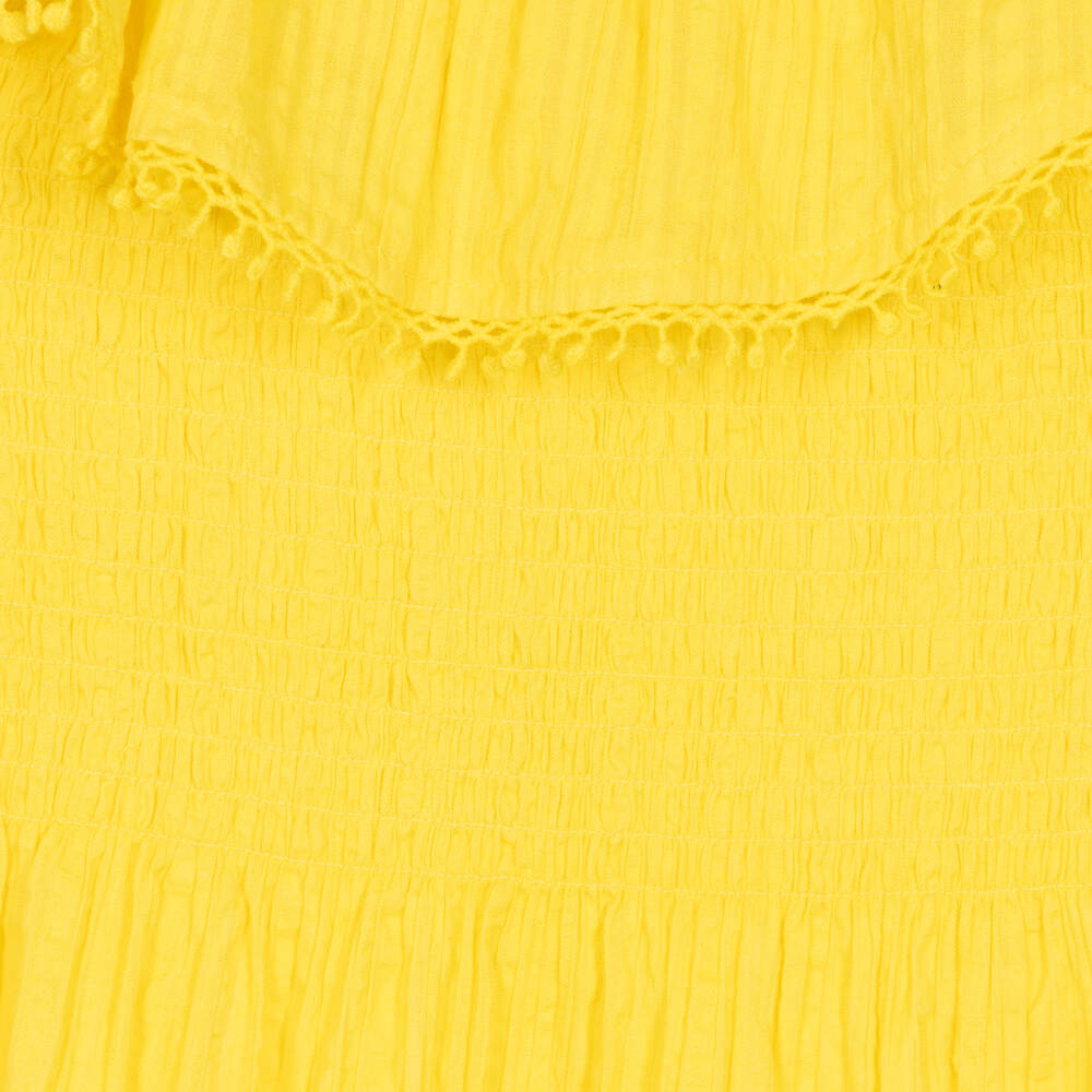 مايورال-فستان قطن سيرسوكر لون أصفر | Childrensalon Outlet