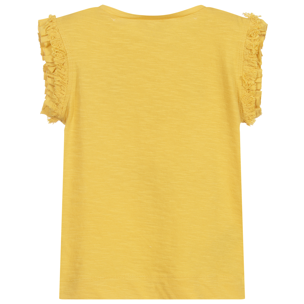 Mayoral-تيشيرت قطن لون أصفر للبنات | Childrensalon Outlet