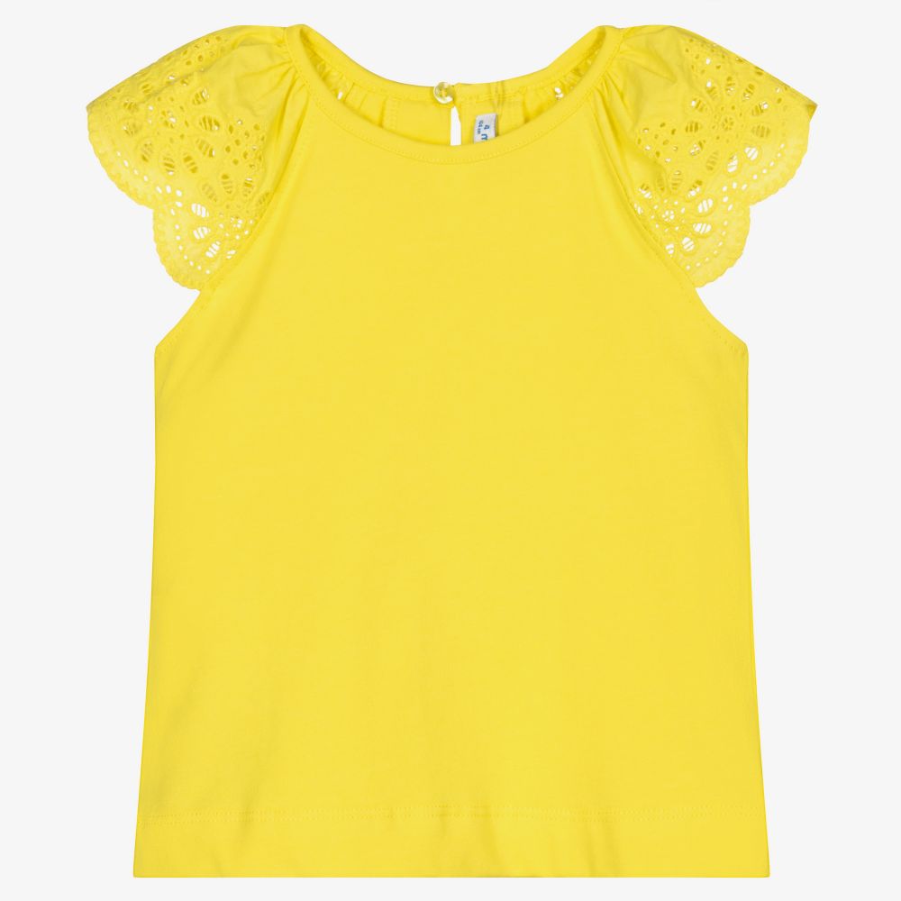 Mayoral - Желтая хлопковая футболка для девочек | Childrensalon