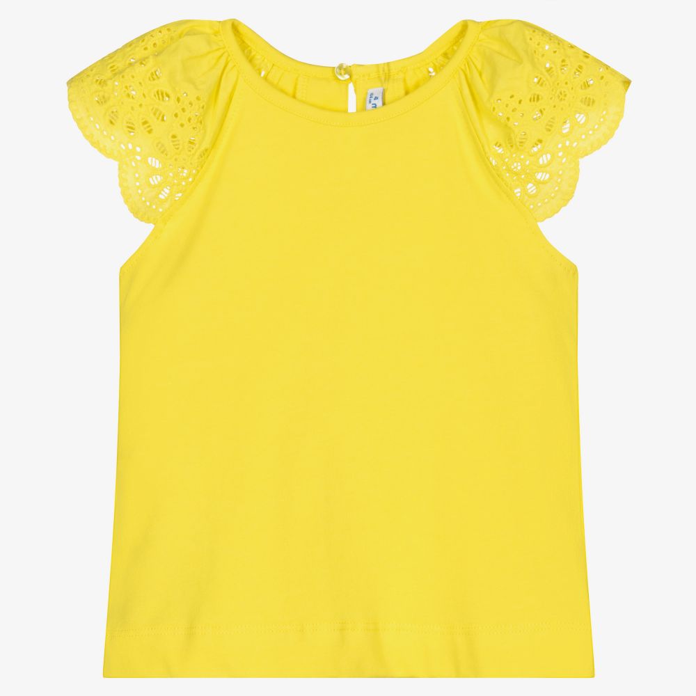 Mayoral - Girls Yellow Cotton T-Shirt | Childrensalon