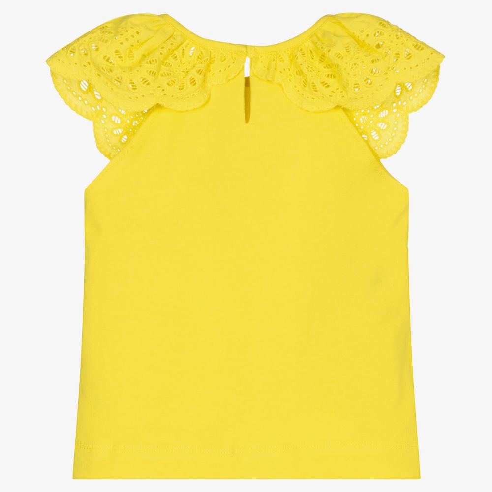 Mayoral-Girls Yellow Cotton T-Shirt | Childrensalon Outlet