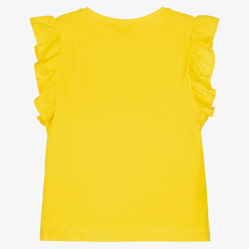 Mayoral-Girls Yellow Cotton T-Shirt | Childrensalon Outlet