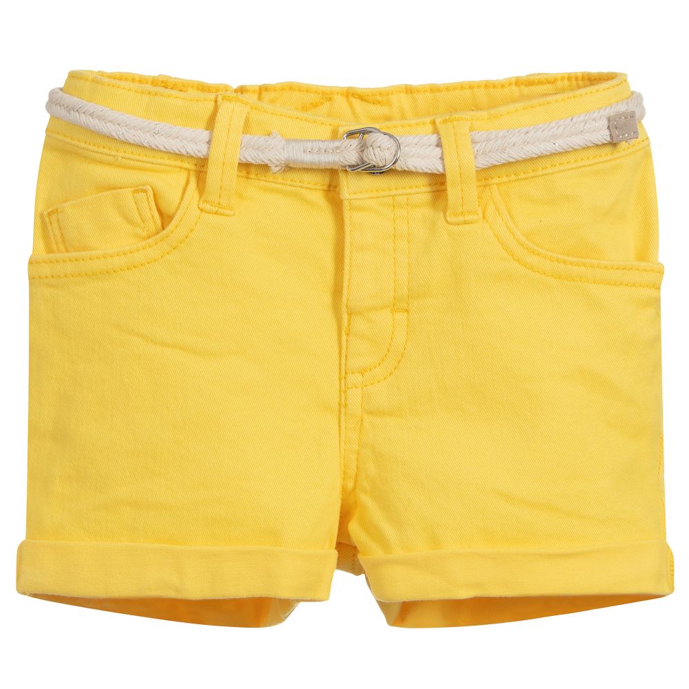 Mayoral - Girls Yellow Denim Shorts | Childrensalon