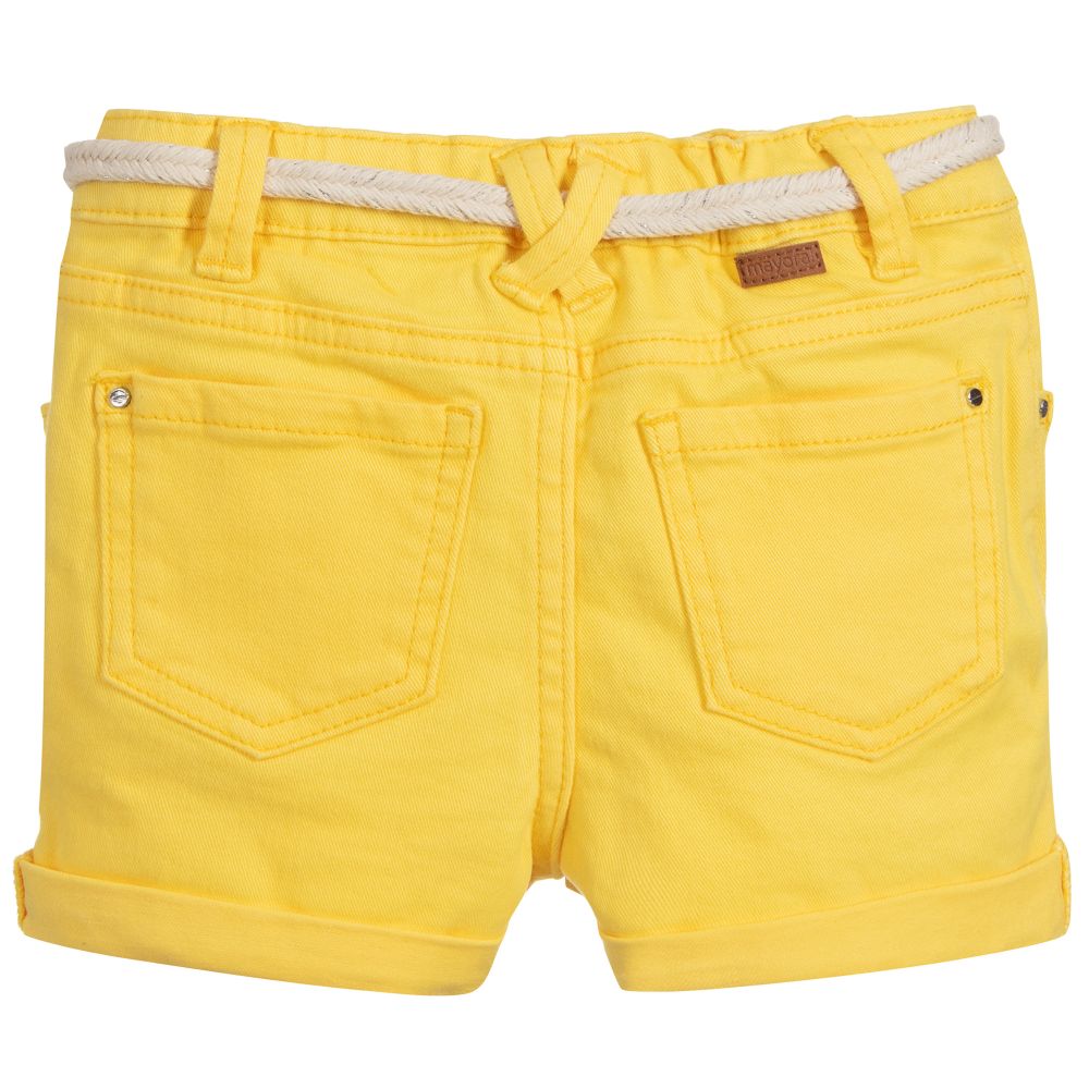 Yellow denim shorts womens online
