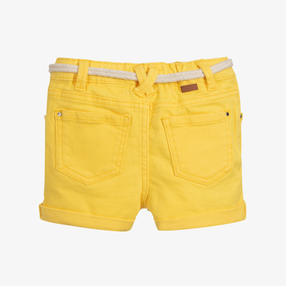 Mayoral-Girls Yellow Denim Shorts | Childrensalon Outlet