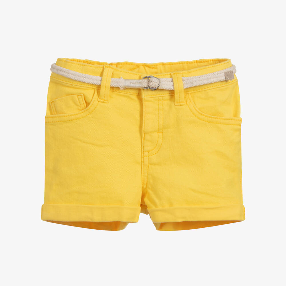 Mayoral-Girls Yellow Denim Shorts | Childrensalon Outlet