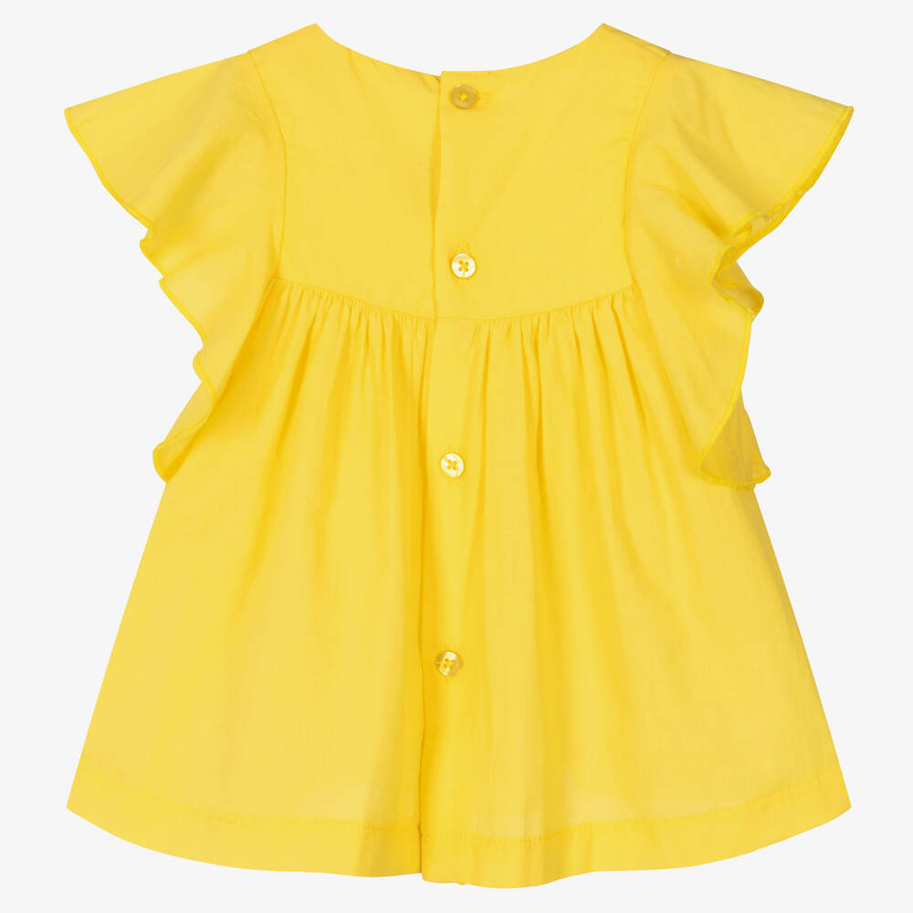 Mayoral - Girls Yellow Embroidered Blouse | Childrensalon Outlet