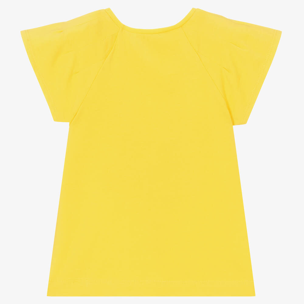 Mayoral-Girls Yellow Floral Print T-Shirt | Childrensalon Outlet