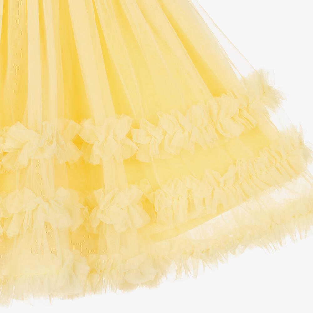 Mayoral-Girls Yellow Frilled Tulle Dress | Childrensalon Outlet