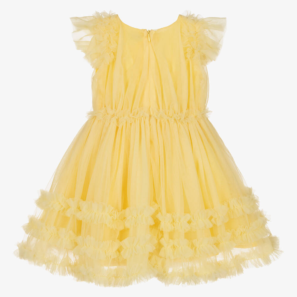 Mayoral-Girls Yellow Frilled Tulle Dress | Childrensalon Outlet