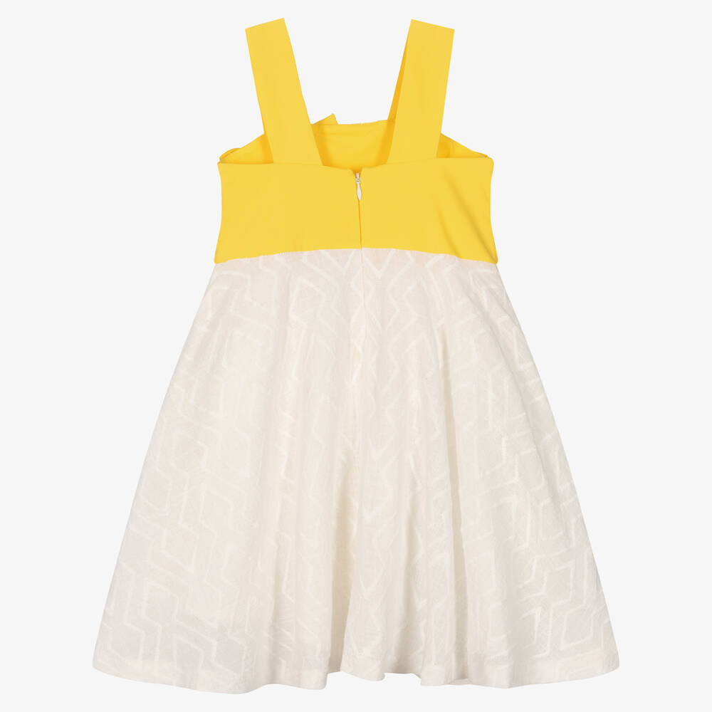 Mayoral-Кремово-желтое хлопковое платье | Childrensalon Outlet