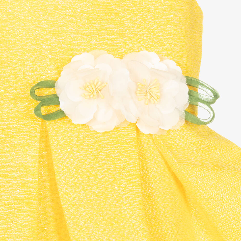 Mayoral-Girls Yellow Jacquard Dress | Childrensalon Outlet