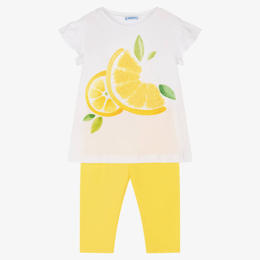 Mayoral - Топ с лимонами и желтые легинсы из хлопка | Childrensalon