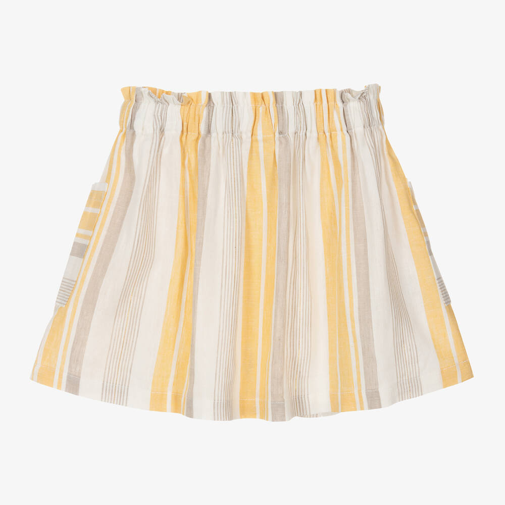 Mayoral-Girls Yellow Linen & Cotton Skirt | Childrensalon Outlet