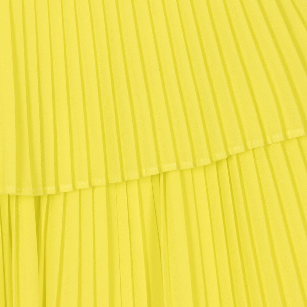 Mayoral-Girls Yellow Pleated Crêpe Chiffon Dress | Childrensalon Outlet