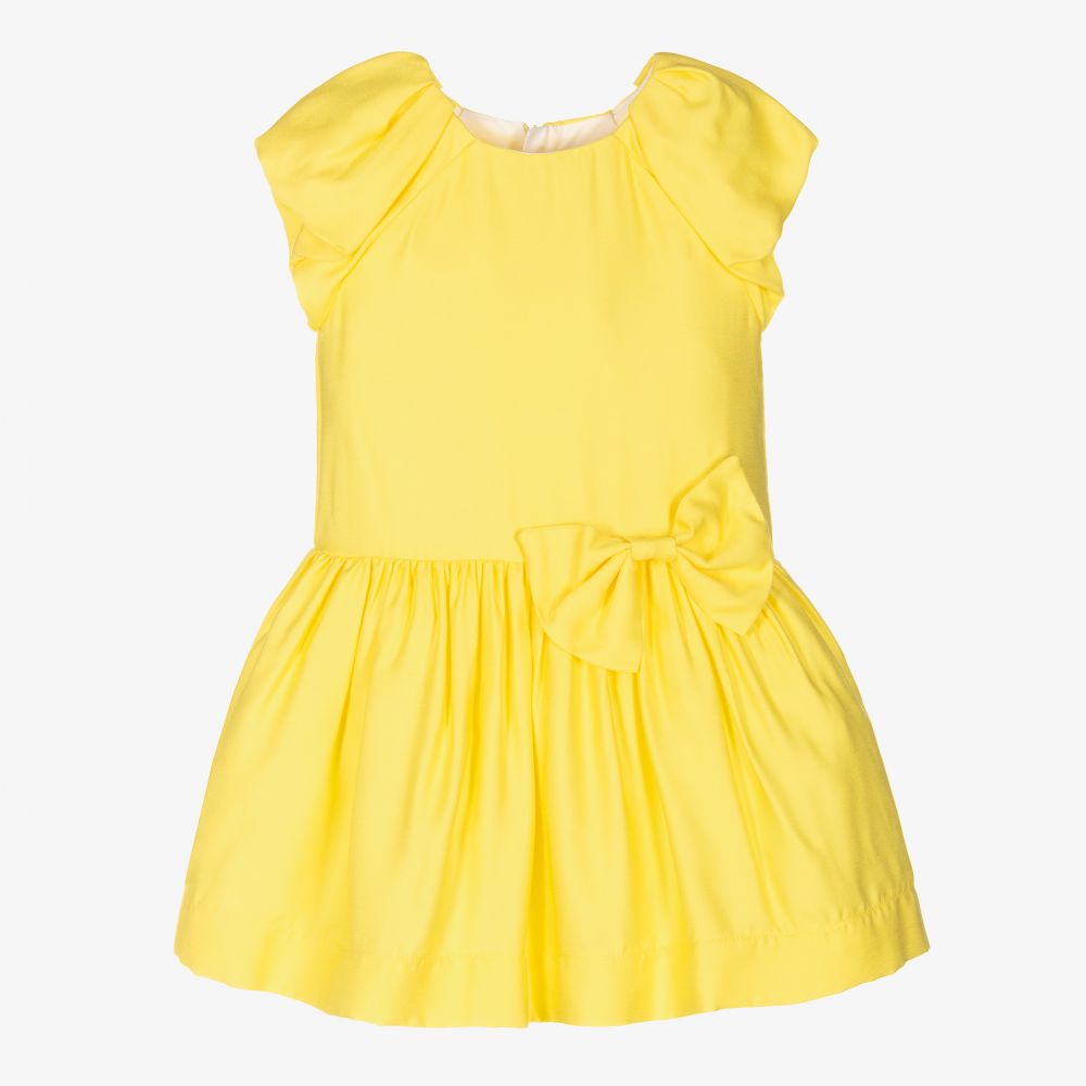 Mayoral - Girls Yellow Satin Dress | Childrensalon