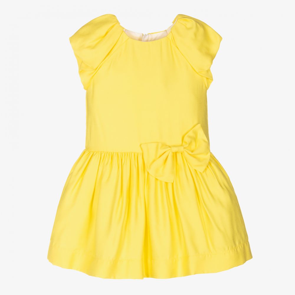 Mayoral-Girls Yellow Satin Dress | Childrensalon Outlet