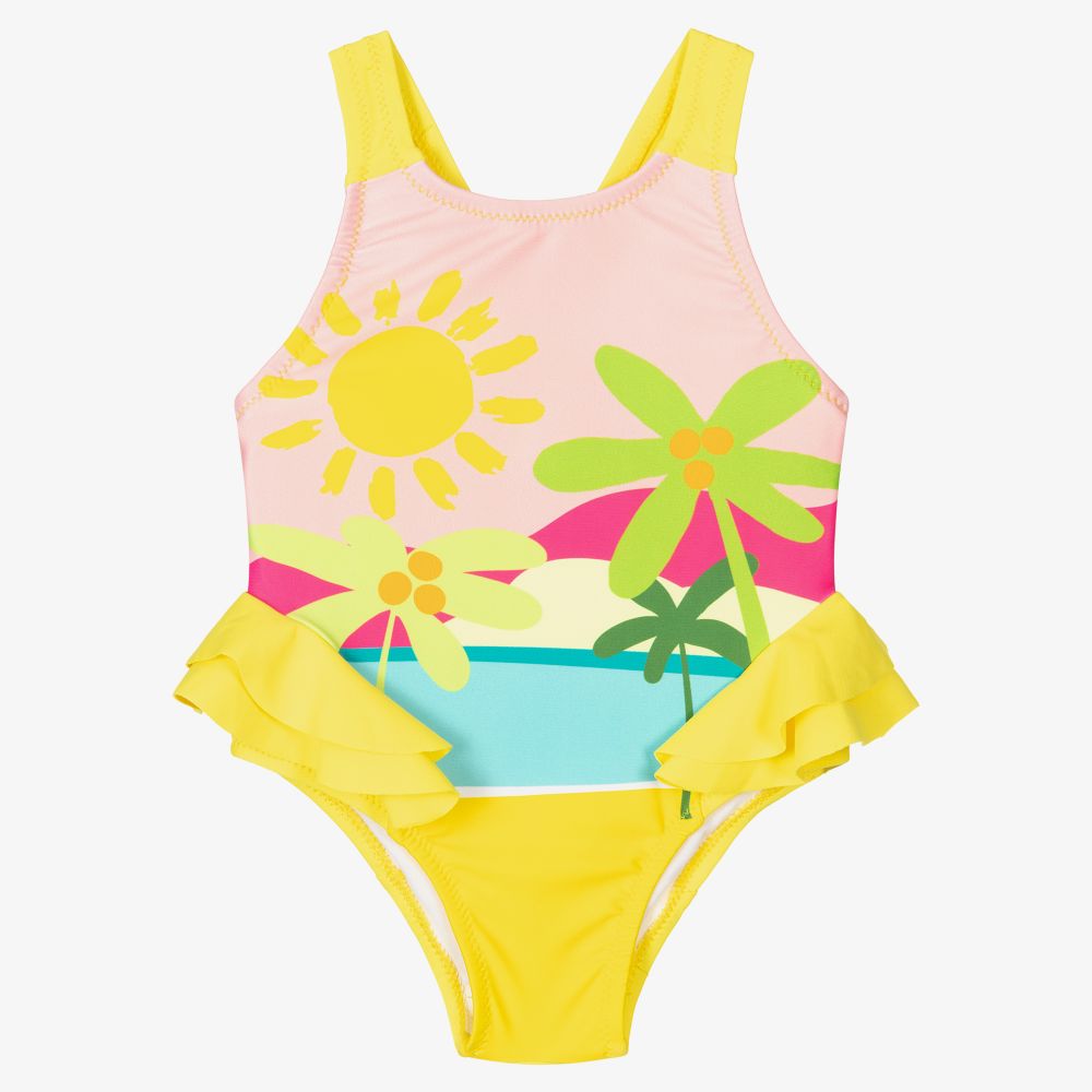 Mayoral - Girls Yellow Tropical Swimsuit | Childrensalon
