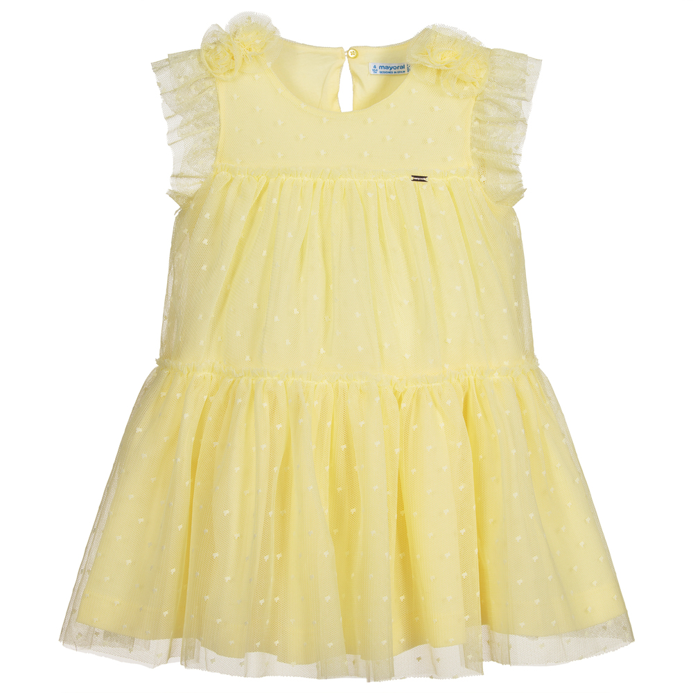 Mayoral - Girls Yellow Tulle Dress | Childrensalon