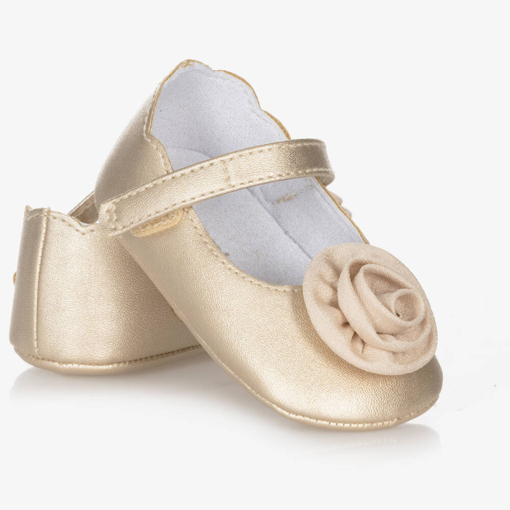 Mayoral Newborn-Gold Flower Pre Walkers | Childrensalon Outlet
