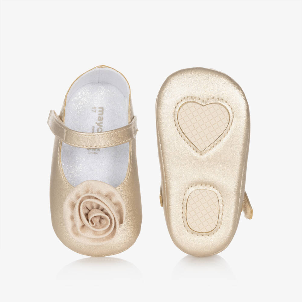 Mayoral Newborn-Gold Flower Pre Walkers | Childrensalon Outlet