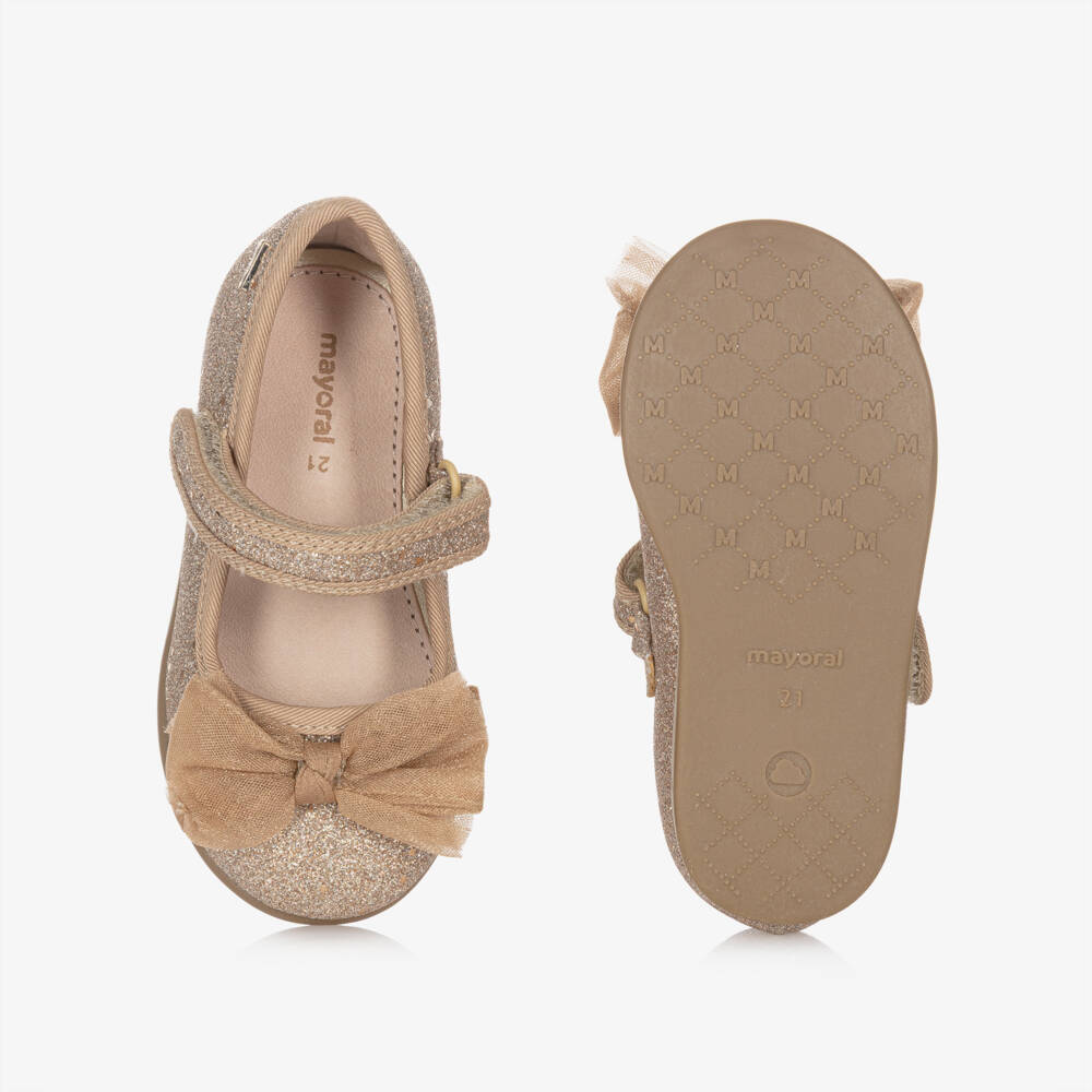 Mayoral-Gold Glitter Bar Shoes | Childrensalon Outlet