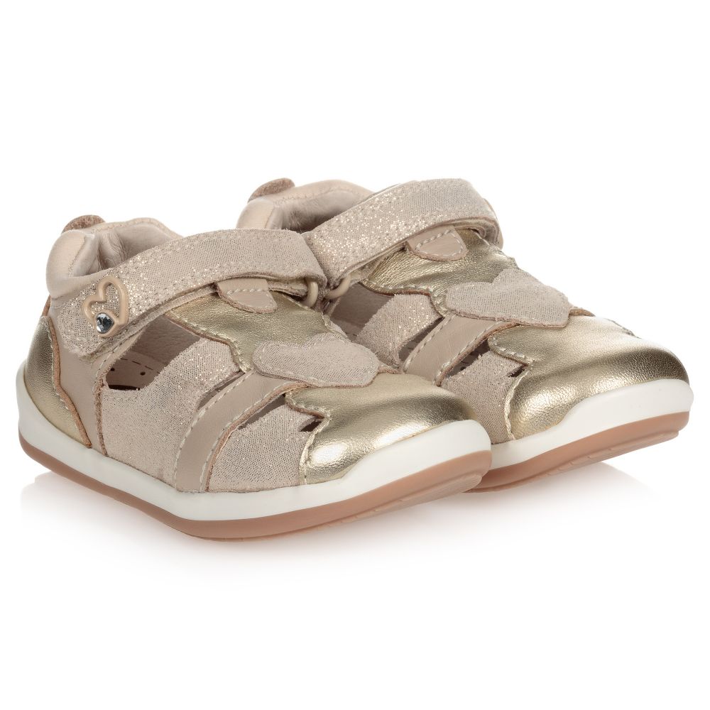 Mayoral - Gold Leather Heart Sandals | Childrensalon