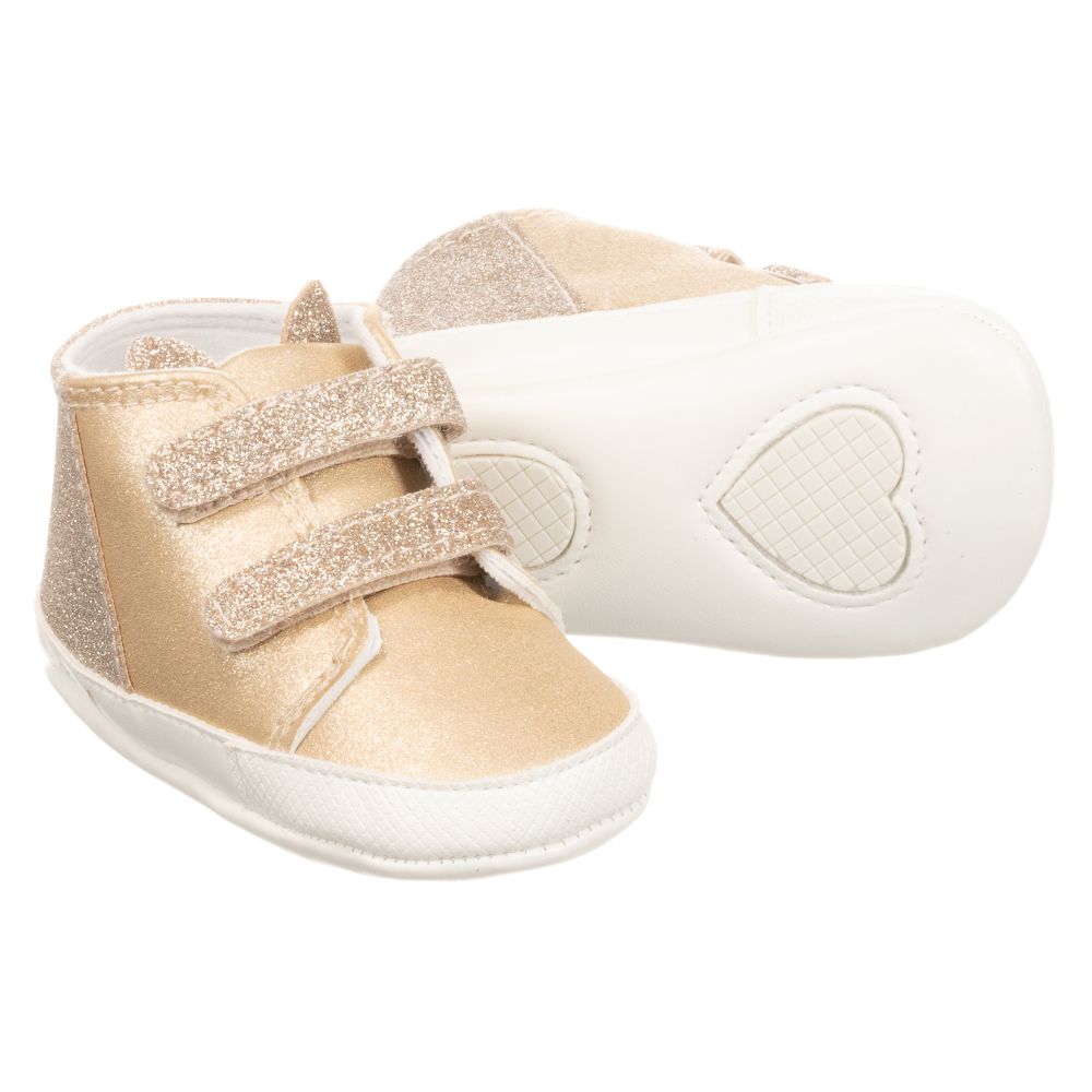 Mayoral Newborn - Gold Pre-Walker Trainers | Childrensalon