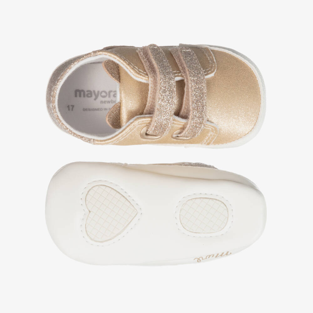Mayoral Newborn-Gold Pre-Walker Trainers | Childrensalon Outlet
