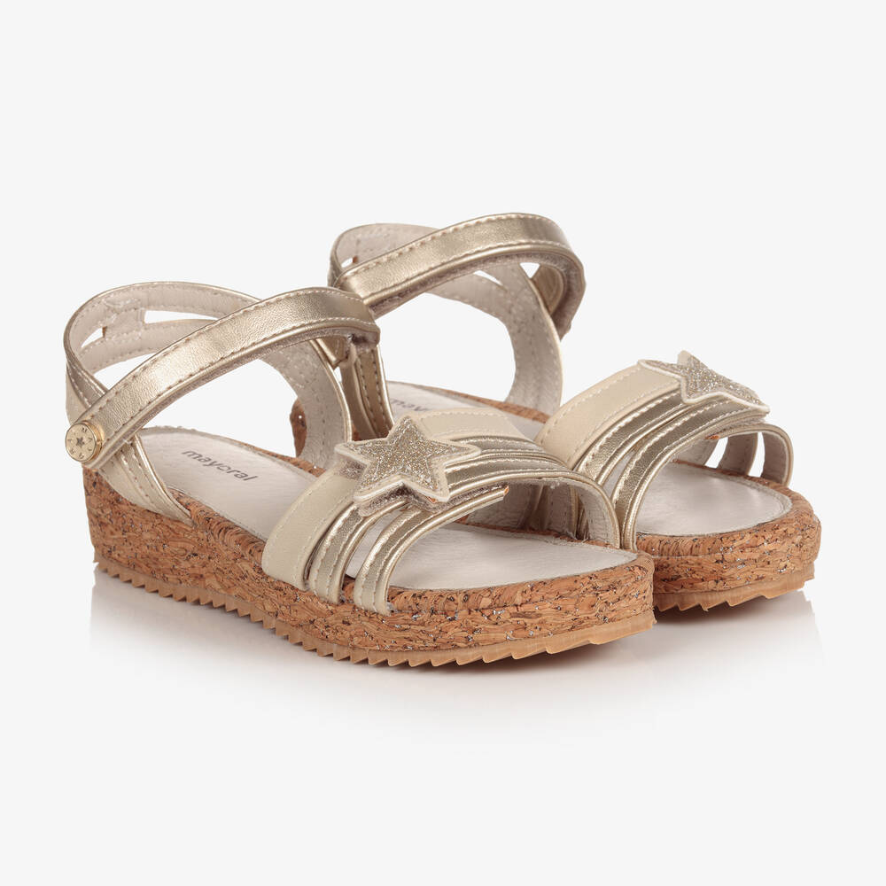 Mayoral - Gold Star Wedge Sandals | Childrensalon