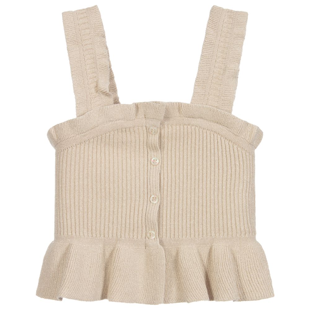 Mayoral - Gold Viscose Knitted Top | Childrensalon