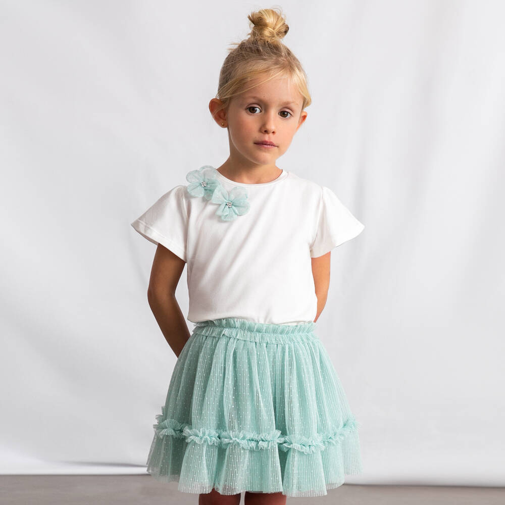 Mayoral-Green And White Skirt Set | Childrensalon Outlet