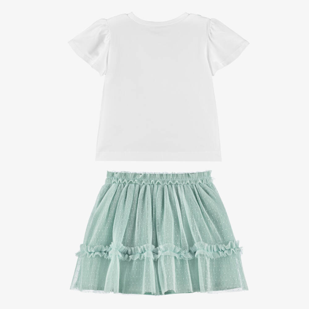 Mayoral-Green And White Skirt Set | Childrensalon Outlet