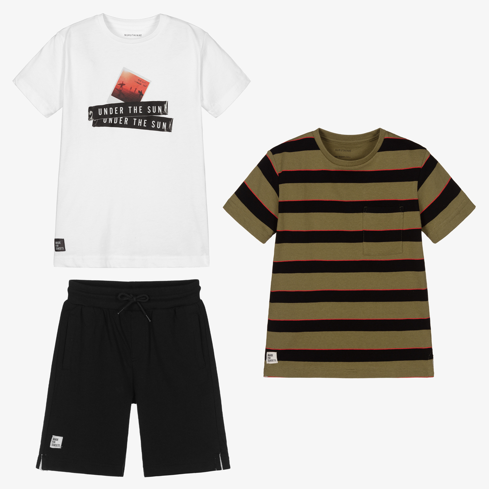 Mayoral Nukutavake - Green & Black Shorts Set  | Childrensalon