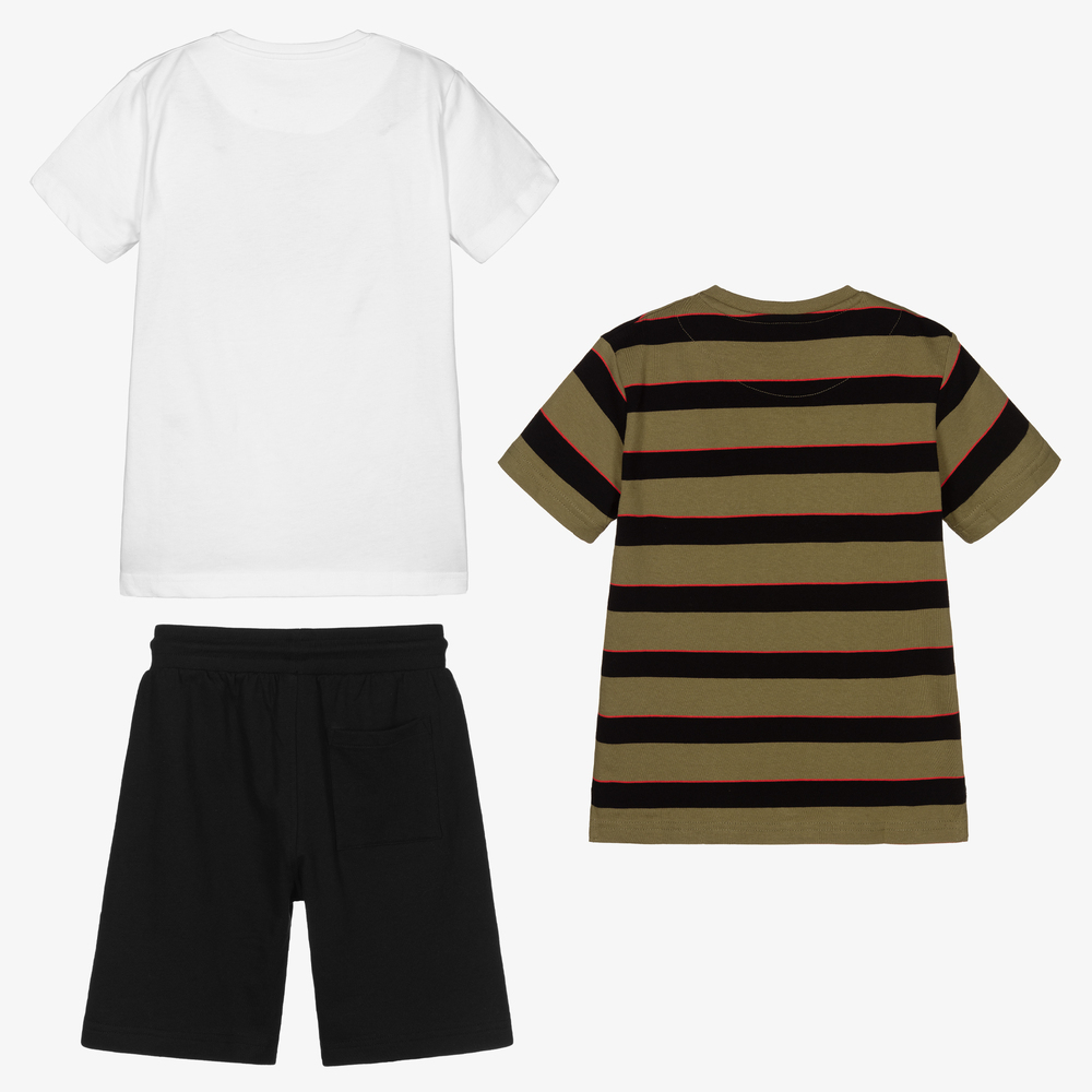 مايورال Nukutavake-طقم شورت قطن جيرسي لون أخضر وأسود للأولاد | Childrensalon Outlet
