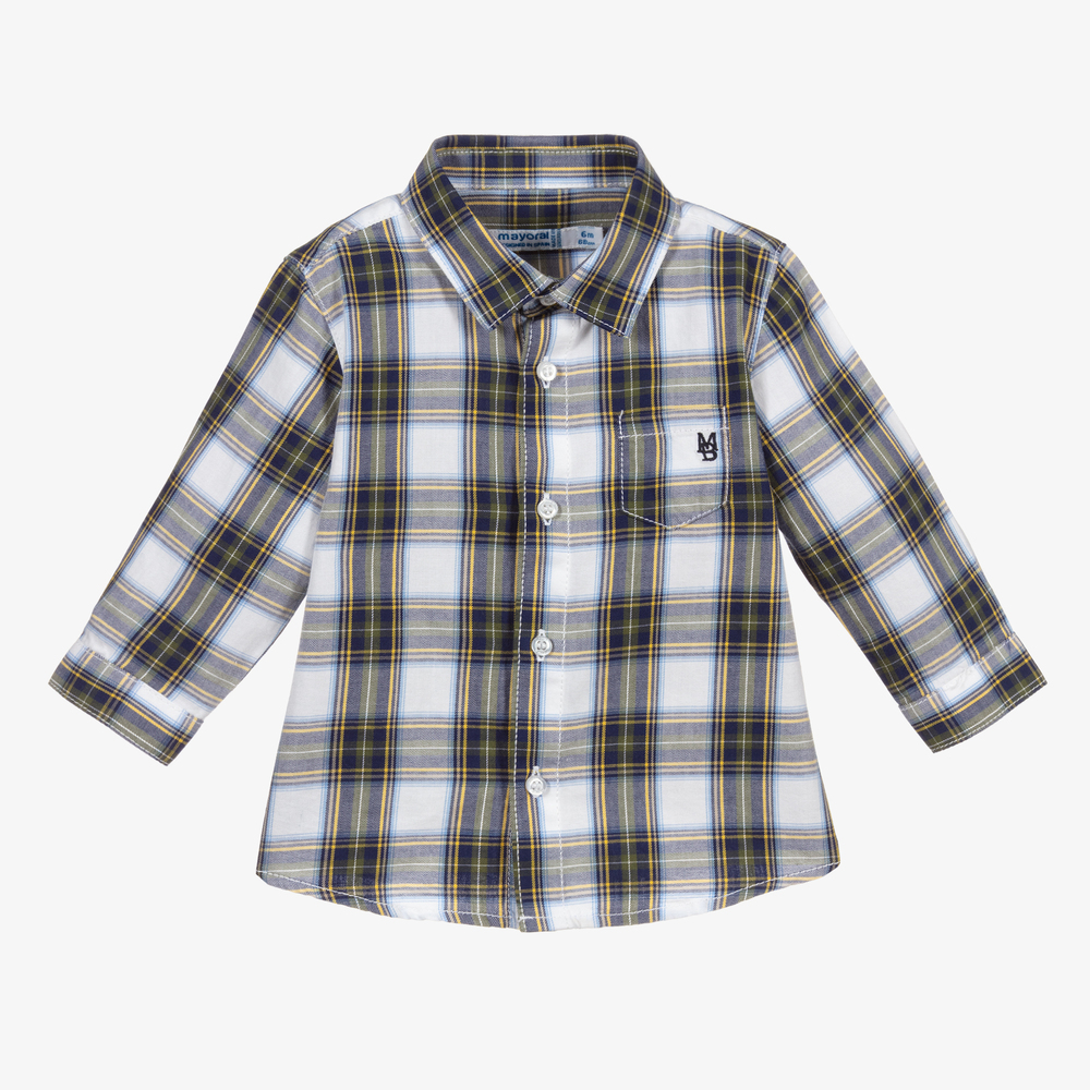 Mayoral - Green & Blue Checked Shirt | Childrensalon