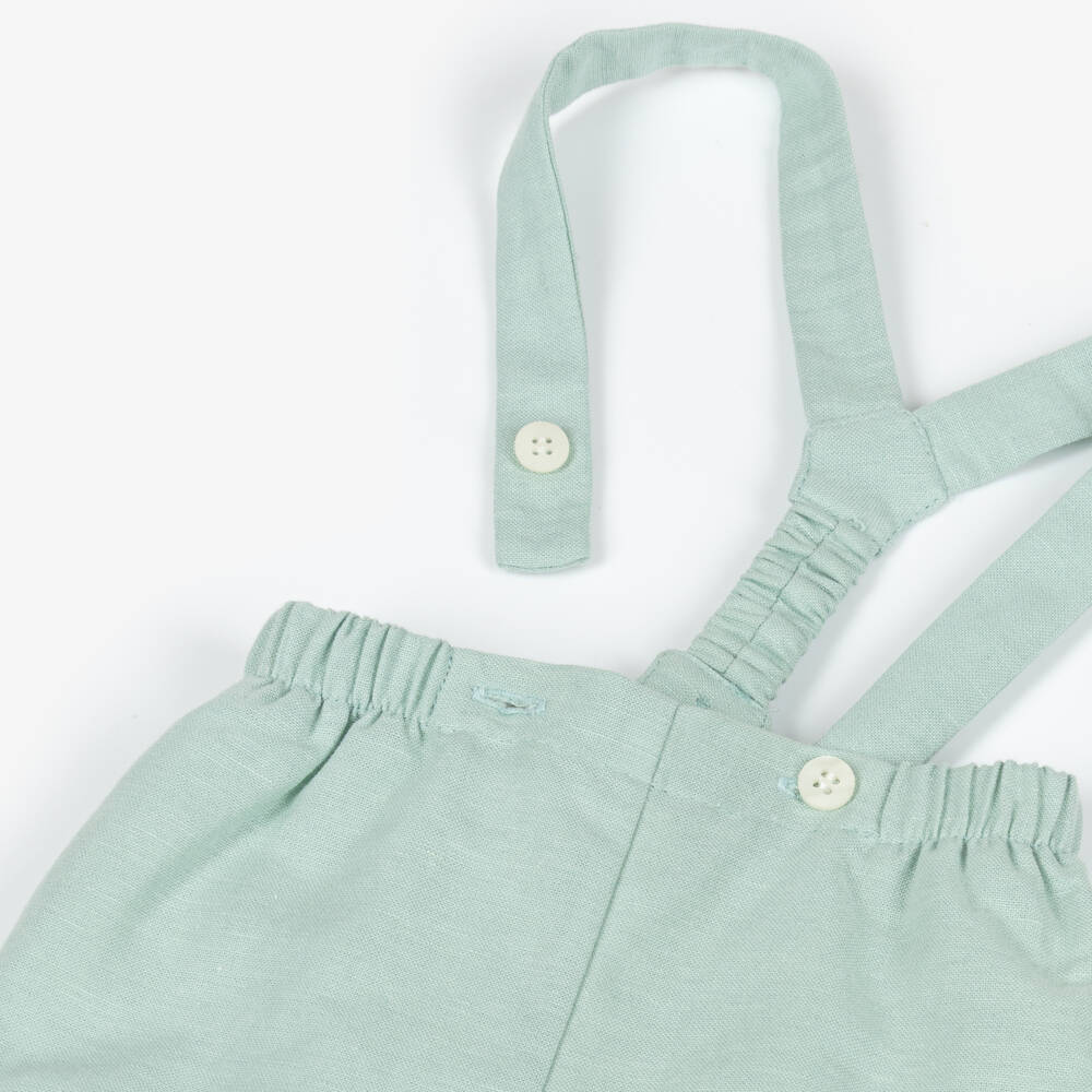 Mayoral Newborn-Green Braces Shorts Set | Childrensalon Outlet